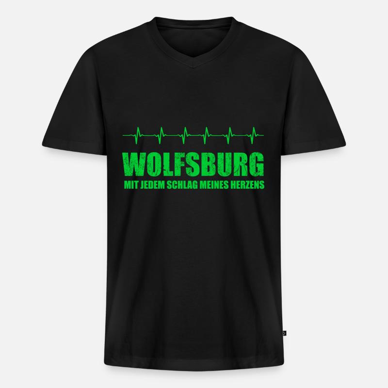 WOLFSBURG-Geschenk - Männer Premium Bio T-Shirt mit V-Ausschnitt - Schwarz