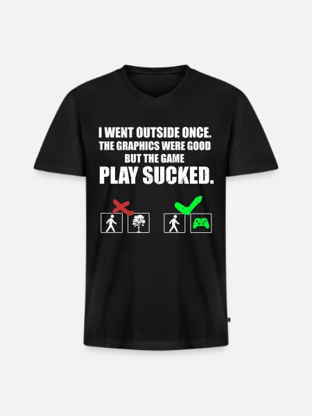 THE GAME PLAY SUCKED - Männer Premium Bio T-Shirt mit V-Ausschnitt - Schwarz