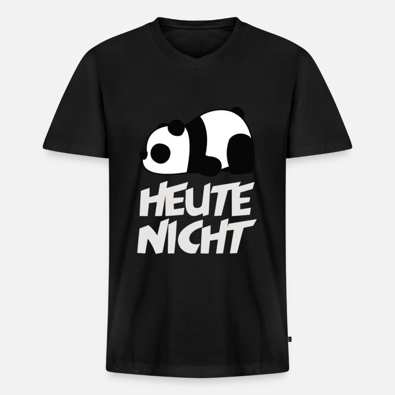 Heute Nicht Panda - Männer Premium Bio T-Shirt mit V-Ausschnitt - Schwarz
