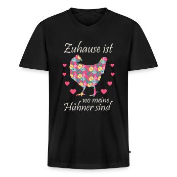 Zuhause Ist Wo Meine Hühner Sind - Männer Premium Bio T-Shirt mit V-Ausschnitt - Schwarz - Vorne - Nico (187cm)