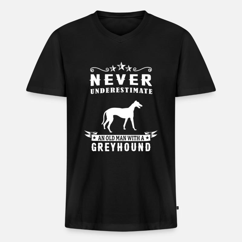 Greyhound Windhund Geschenk - Männer Premium Bio T-Shirt mit V-Ausschnitt - Schwarz