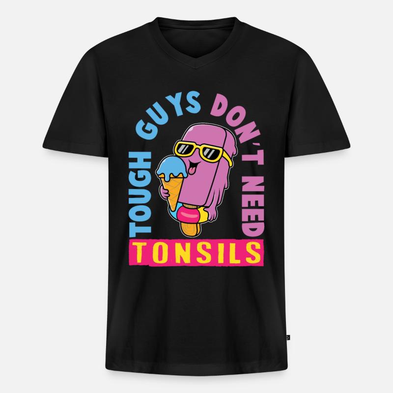 Eiscreme logo Sommer Softeis Geschenkidee - Männer Premium Bio T-Shirt mit V-Ausschnitt - Schwarz