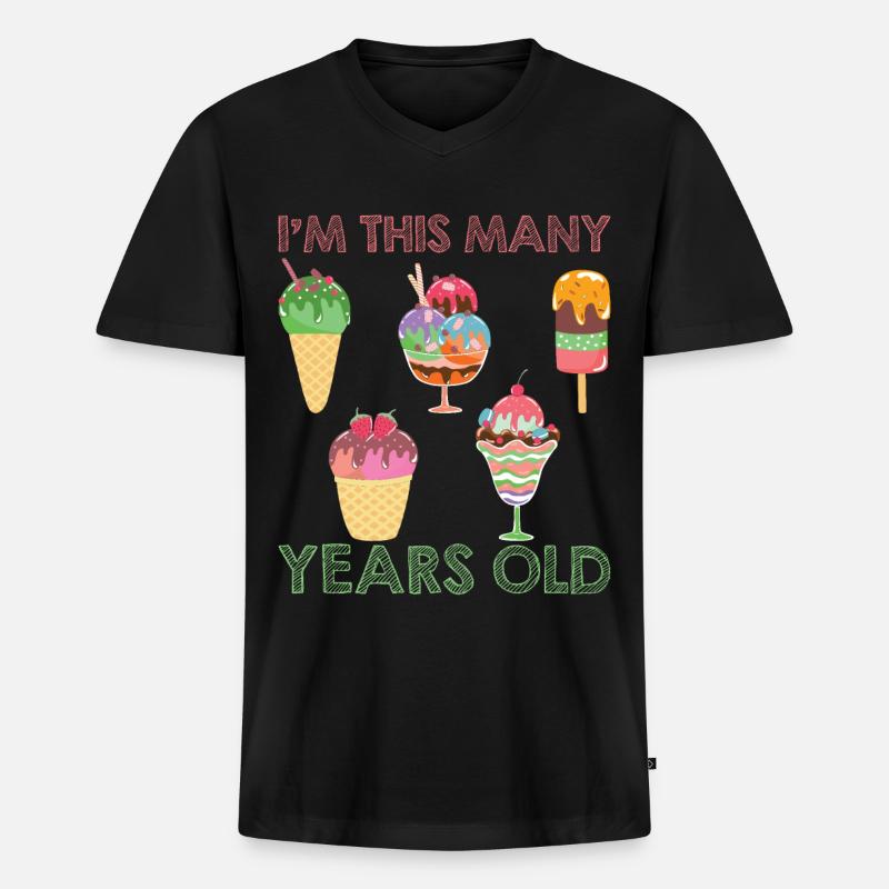 Eiscreme logo Sommer Softeis Geschenkidee - Männer Premium Bio T-Shirt mit V-Ausschnitt - Schwarz