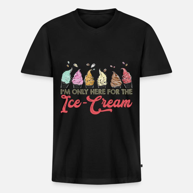 Eiscreme logo Sommer Softeis Geschenkidee - Männer Premium Bio T-Shirt mit V-Ausschnitt - Schwarz