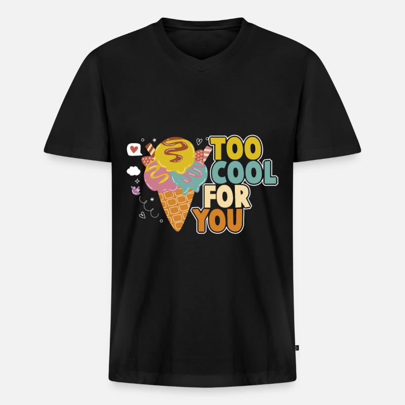 Eiscreme logo Sommer Softeis Geschenkidee - Männer Premium Bio T-Shirt mit V-Ausschnitt - Schwarz