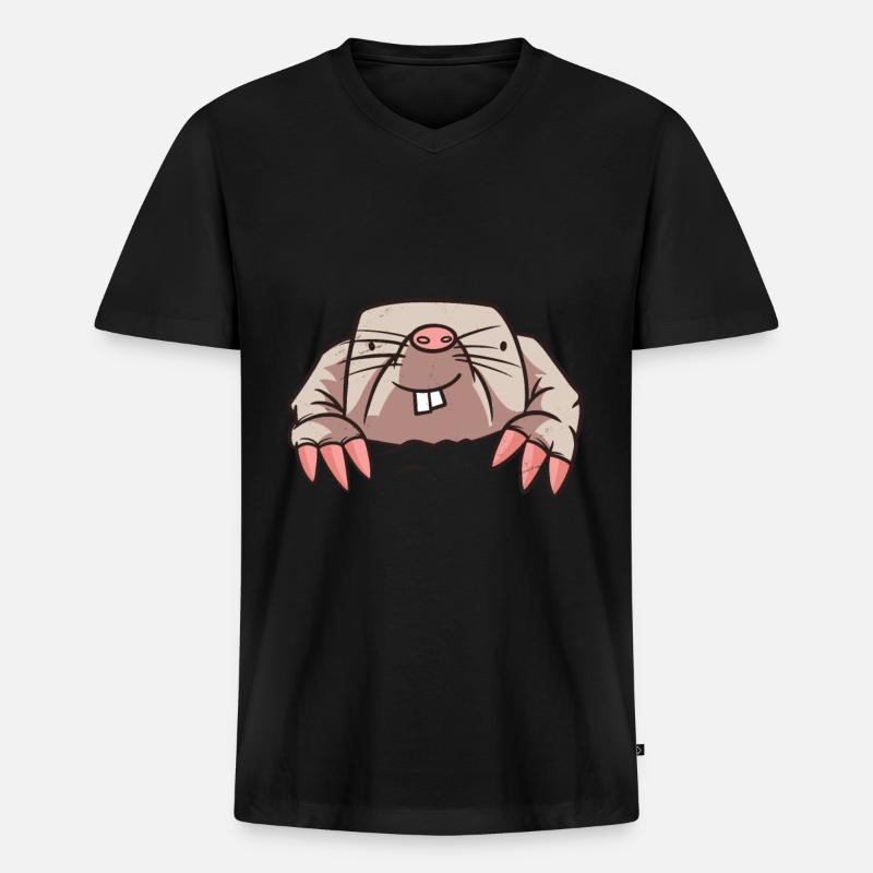 Maulwurf Tier Geschenk - Männer Premium Bio T-Shirt mit V-Ausschnitt - Schwarz