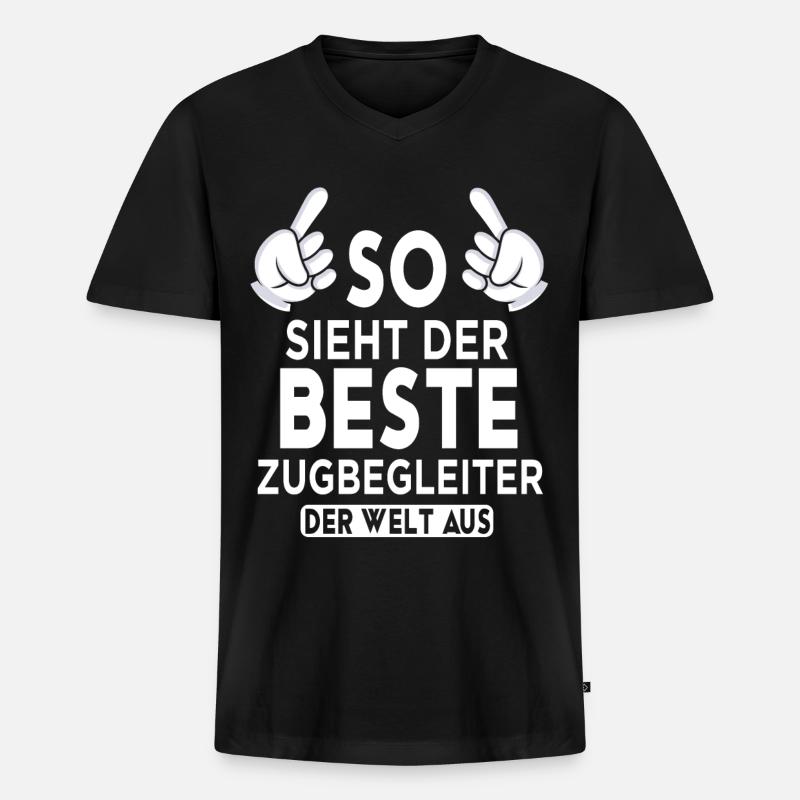 Zugbegleiter Spruch - Männer Premium Bio T-Shirt mit V-Ausschnitt - Schwarz