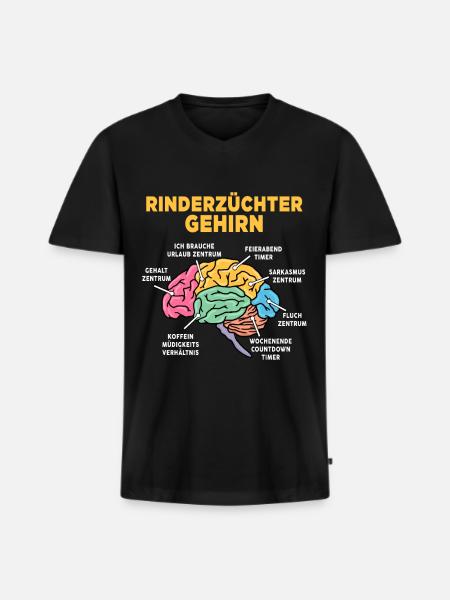 Rinderzüchter - Männer Premium Bio T-Shirt mit V-Ausschnitt - Schwarz