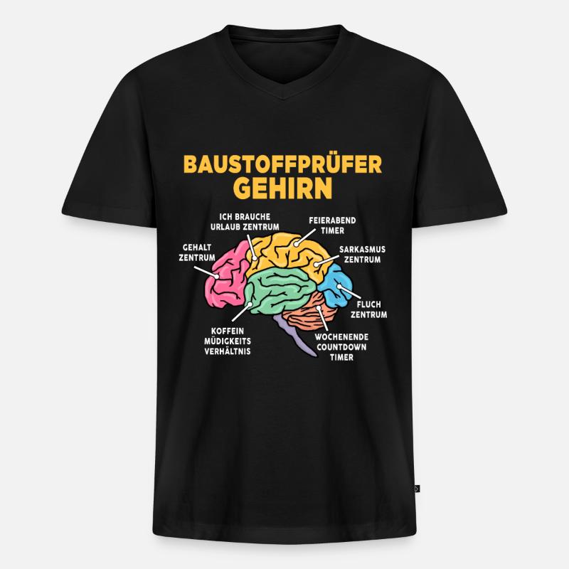Baustoffprüfer - Männer Premium Bio T-Shirt mit V-Ausschnitt - Schwarz