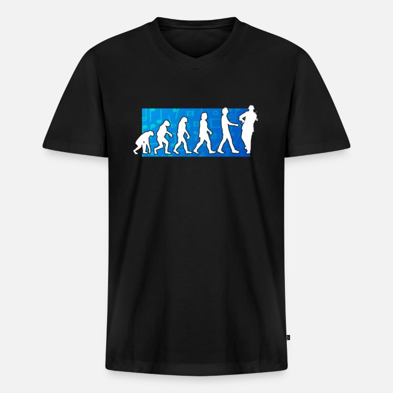 Violinist Evolution - Männer Premium Bio T-Shirt mit V-Ausschnitt - Schwarz
