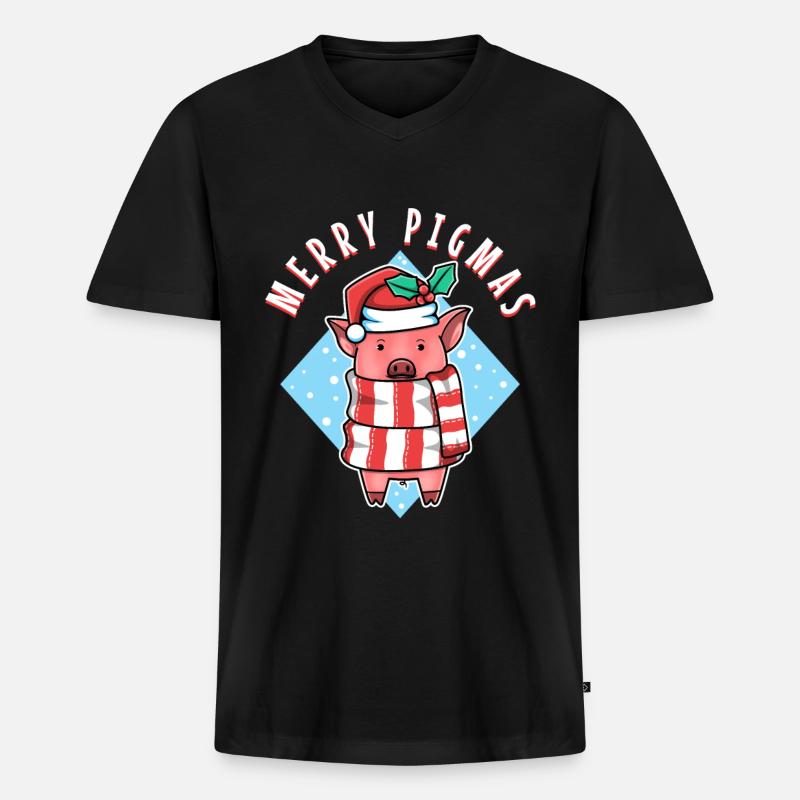 Merry Pigmas - Männer Premium Bio T-Shirt mit V-Ausschnitt - Schwarz