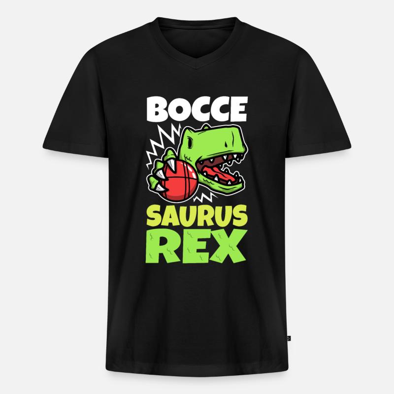 Boccesaurus Rex - Männer Premium Bio T-Shirt mit V-Ausschnitt - Schwarz