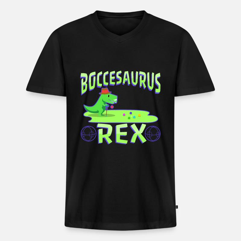 Boccesaurus Rex - Männer Premium Bio T-Shirt mit V-Ausschnitt - Schwarz