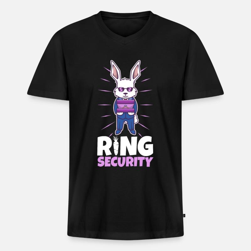 Ring Security Wedding - Männer Premium Bio T-Shirt mit V-Ausschnitt - Schwarz