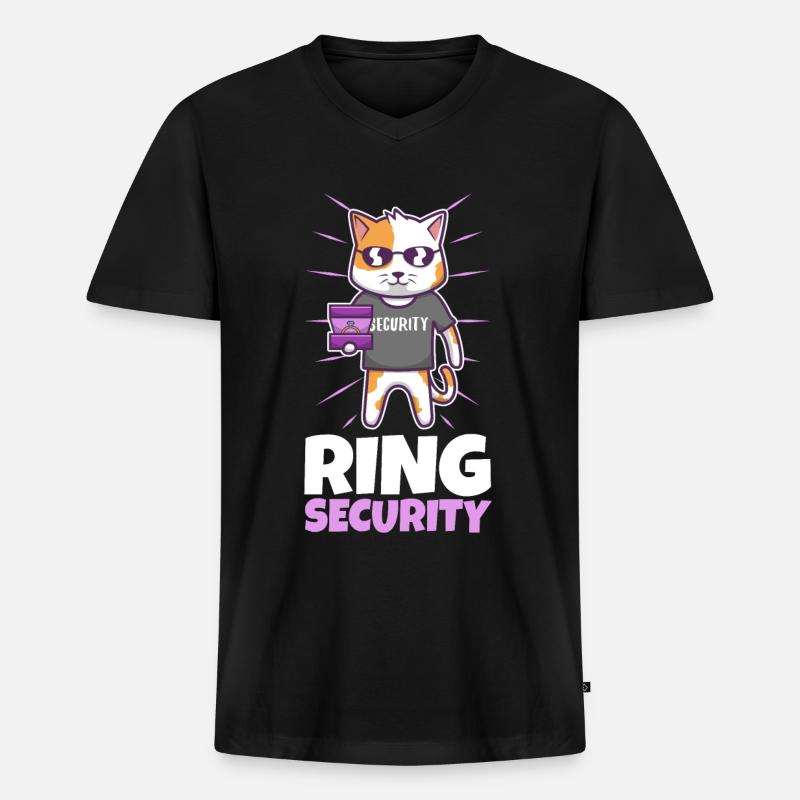 Ring Security Wedding - Männer Premium Bio T-Shirt mit V-Ausschnitt - Schwarz