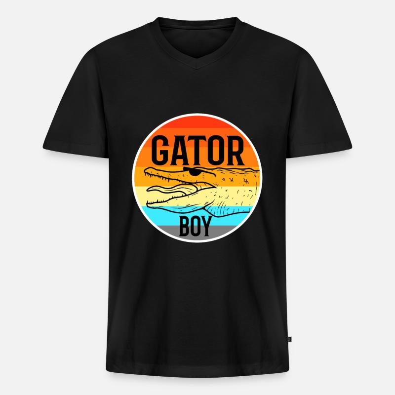 Gator Boy - Männer Premium Bio T-Shirt mit V-Ausschnitt - Schwarz