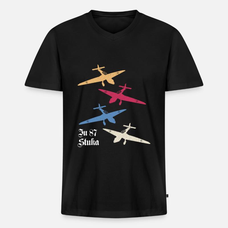 JU-87 STUKA deutsche Luftwaffe Pilot - Männer Premium Bio T-Shirt mit V-Ausschnitt - Schwarz