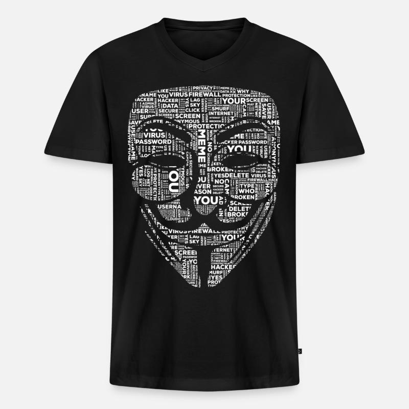 Anonymus Hacker - Männer Premium Bio T-Shirt mit V-Ausschnitt - Schwarz