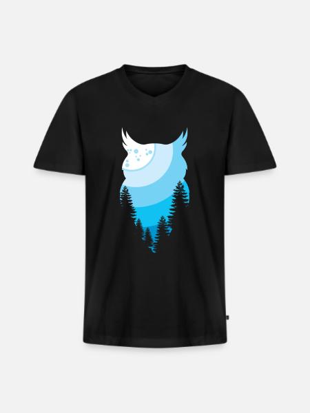 Eule - Männer Premium Bio T-Shirt mit V-Ausschnitt - Schwarz
