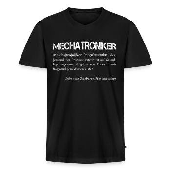 Mechatroniker, auch Zauberer genannt Geschenk - Männer Premium Bio T-Shirt mit V-Ausschnitt - Schwarz - Vorne - Nico (187cm)