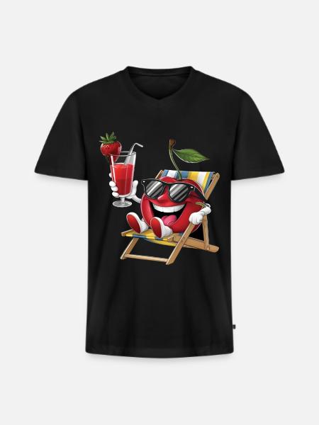 Cherry - Männer Premium Bio T-Shirt mit V-Ausschnitt - Schwarz