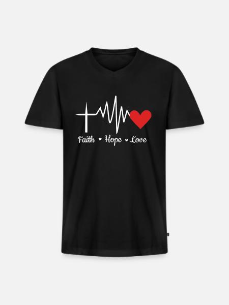 cooles Glauben Hoffen Lieben Geschenk - Männer Premium Bio T-Shirt mit V-Ausschnitt - Schwarz