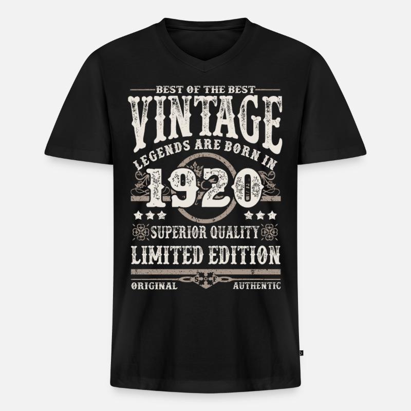 Legenden werden 1920 geboren - Männer Premium Bio T-Shirt mit V-Ausschnitt - Schwarz