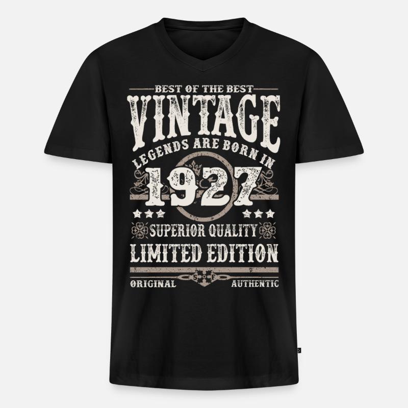 Legenden werden 1927 geboren - Männer Premium Bio T-Shirt mit V-Ausschnitt - Schwarz