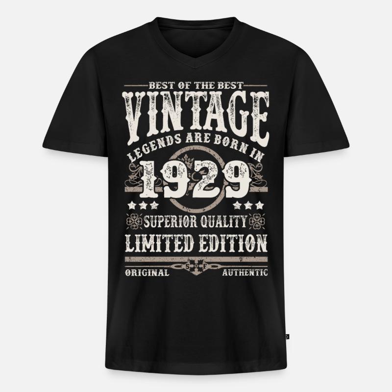 Legenden werden 1929 geboren - Männer Premium Bio T-Shirt mit V-Ausschnitt - Schwarz