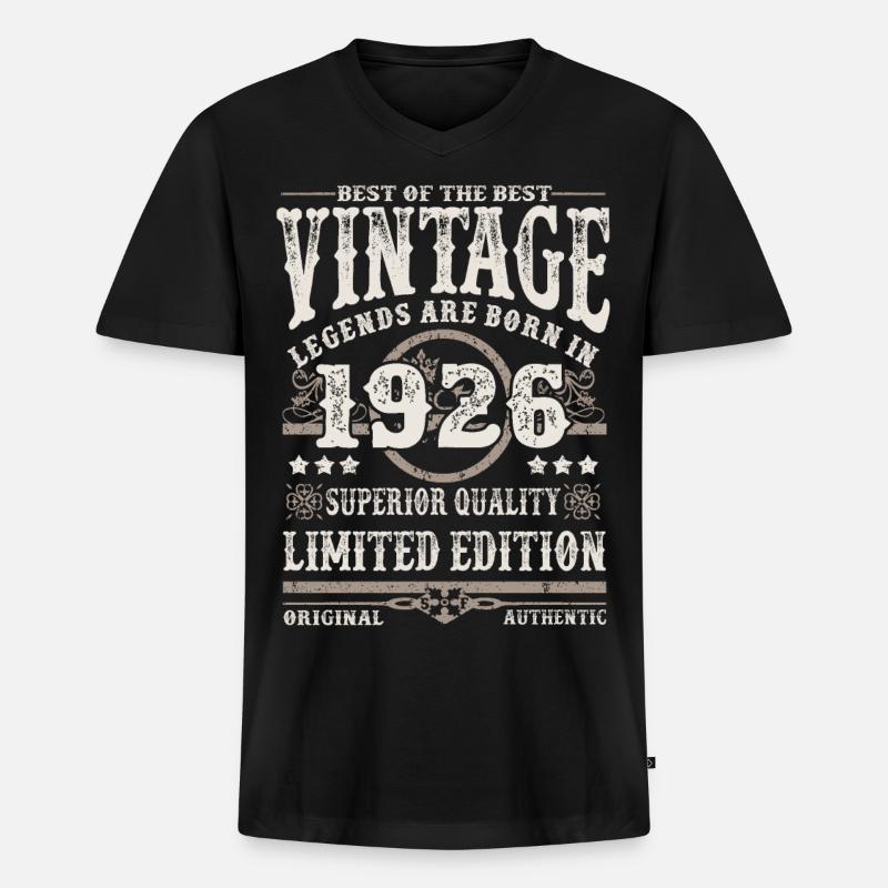 Legenden werden 1926 geboren - Männer Premium Bio T-Shirt mit V-Ausschnitt - Schwarz