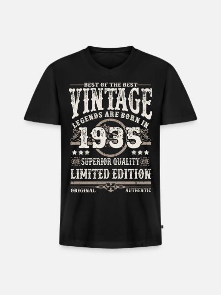 Legenden werden 1935 geboren - Männer Premium Bio T-Shirt mit V-Ausschnitt - Schwarz