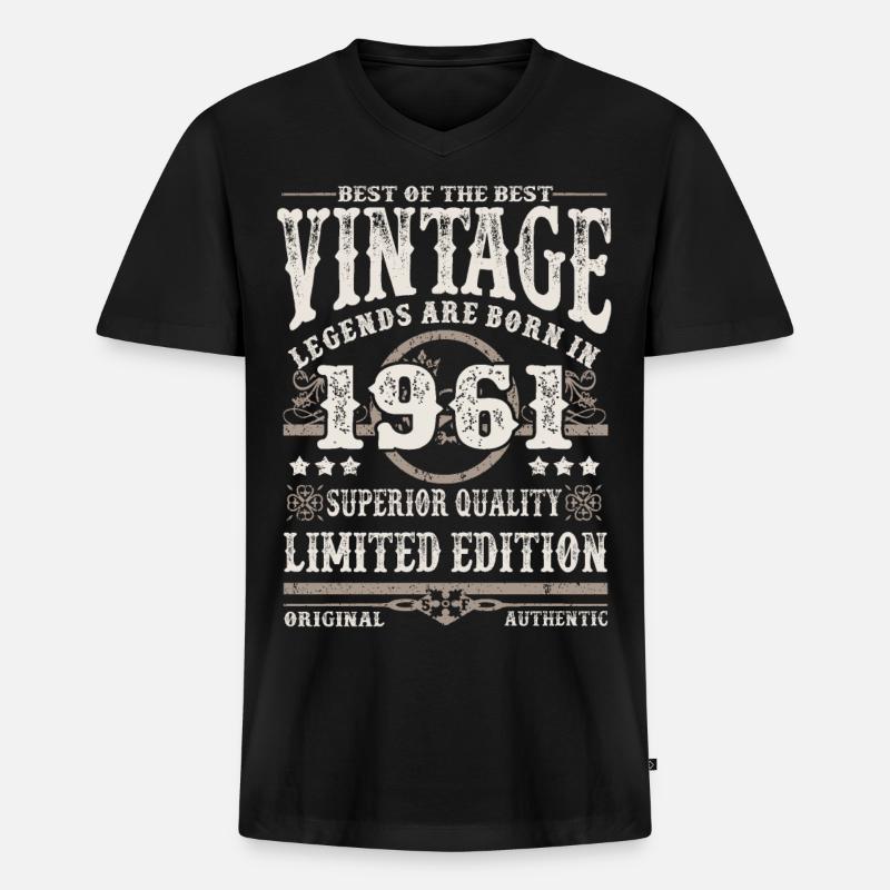 Legenden werden 1961 geboren - Männer Premium Bio T-Shirt mit V-Ausschnitt - Schwarz