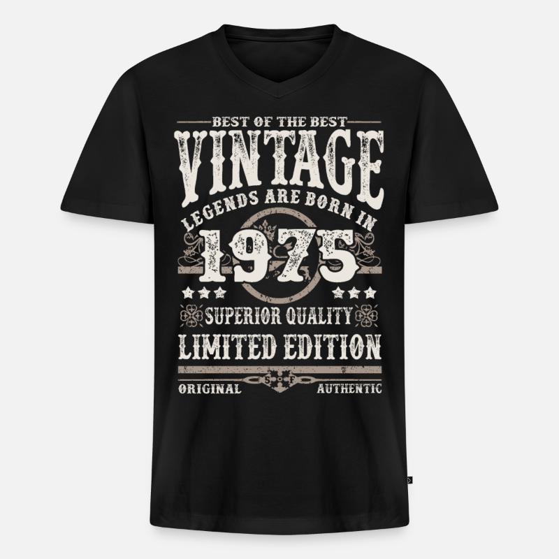 Legenden werden 1975 geboren - Männer Premium Bio T-Shirt mit V-Ausschnitt - Schwarz