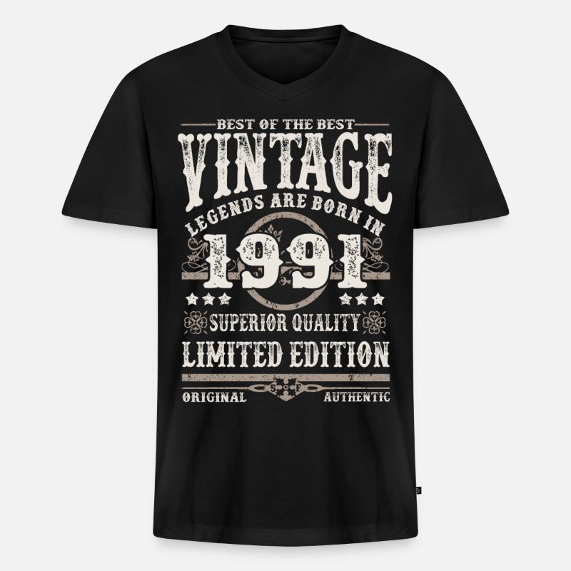 Legenden werden 1991 geboren - Männer Premium Bio T-Shirt mit V-Ausschnitt - Schwarz