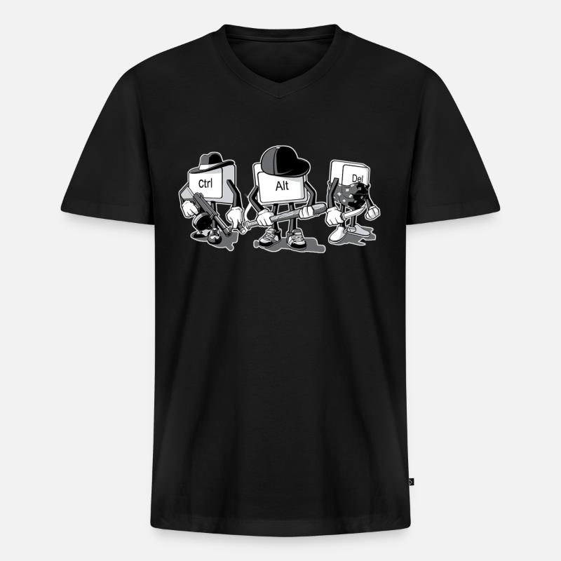 Computermafia - Männer Premium Bio T-Shirt mit V-Ausschnitt - Schwarz