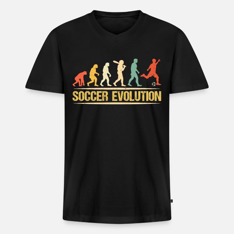 Soccer Evolution - Männer Premium Bio T-Shirt mit V-Ausschnitt - Schwarz