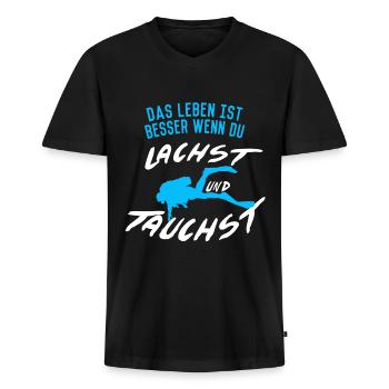 Tauchen Spruch - Männer Premium Bio T-Shirt mit V-Ausschnitt - Schwarz - Vorne - Nico (187cm)