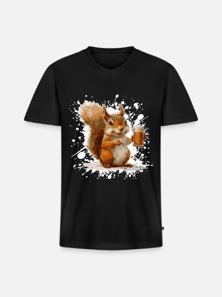Squirrel Beer Funny - Men's Premium Organic T-shirt with V-neck - black