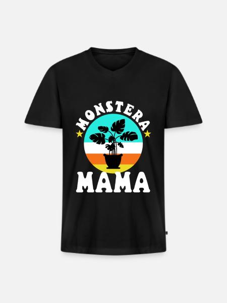 Monstera Mama - Men's Premium Organic T-shirt with V-neck - black