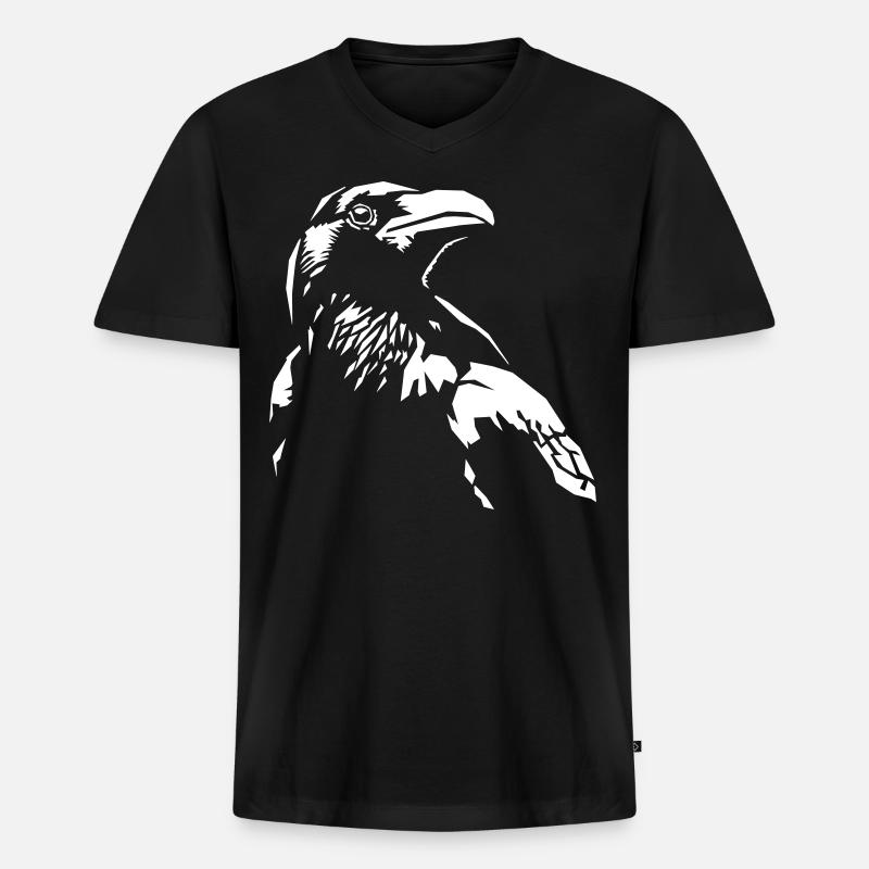 Der Rabe - Männer Premium Bio T-Shirt mit V-Ausschnitt - Schwarz