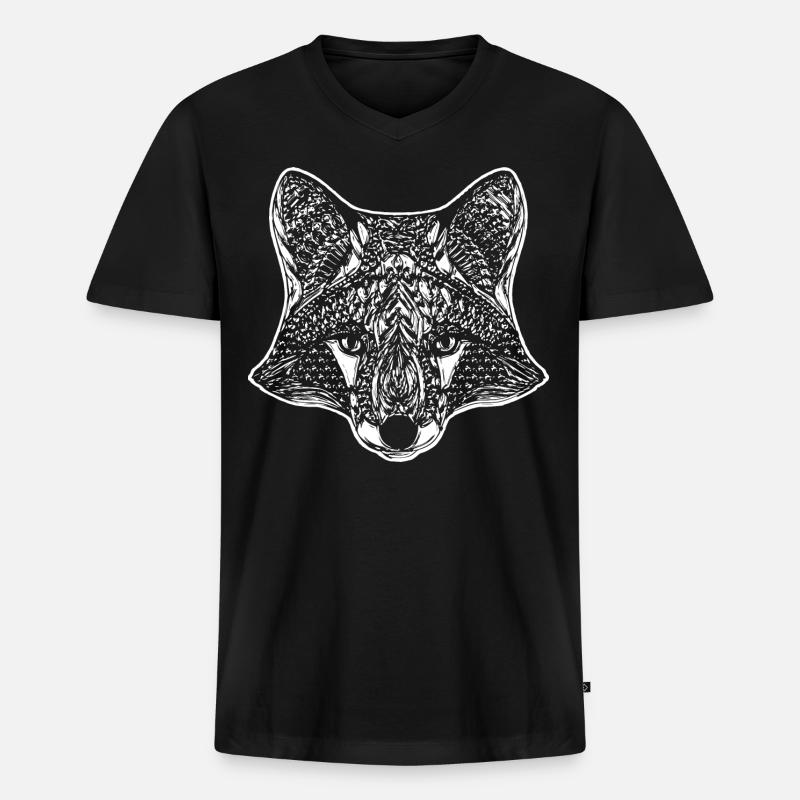 Fuchs - Männer Premium Bio T-Shirt mit V-Ausschnitt - Schwarz