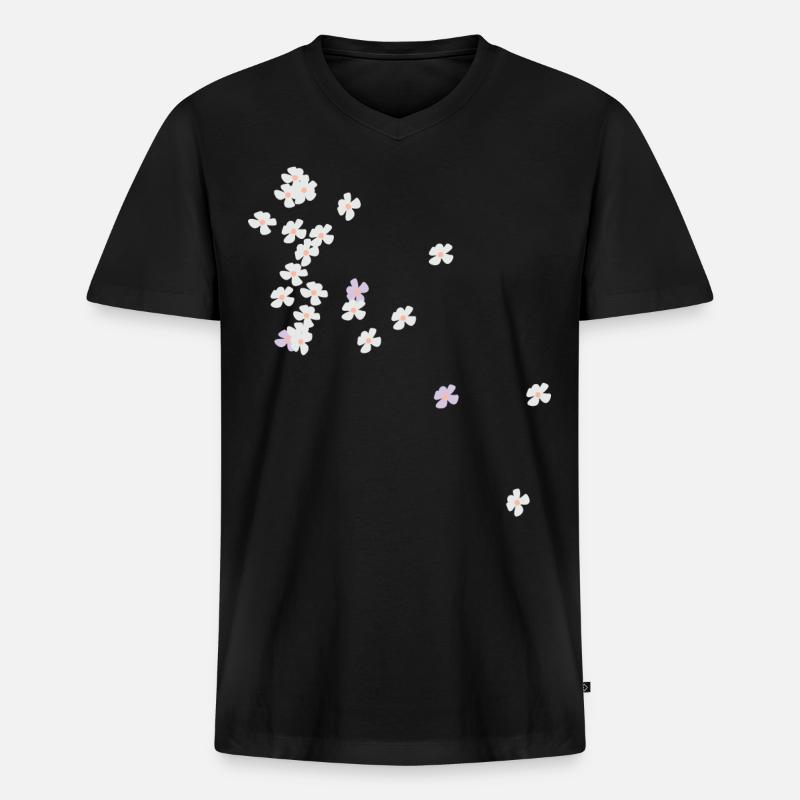 Blume - Männer Premium Bio T-Shirt mit V-Ausschnitt - Schwarz