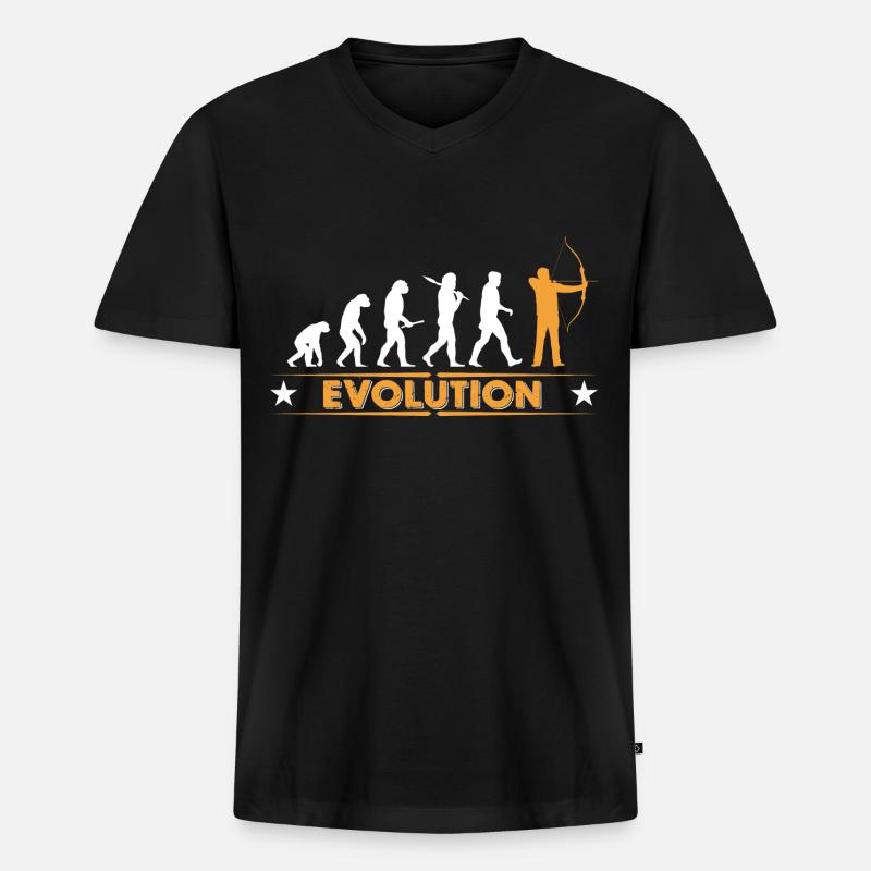 Archery evolution - orange/white - Men's Premium Organic T-shirt with V-neck - black