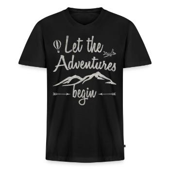 Voyage Voyage & Voyage Voyage d'aventure Lust Cadeau - T-shirt encolure en V Premium bio Homme - noir - Devant - Nico (187cm)