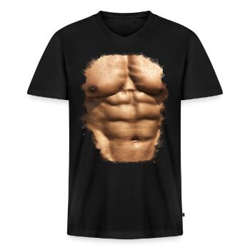 muscles 4 - Men's Premium Organic T-shirt with V-neck - black - Front - Nico (187cm)
