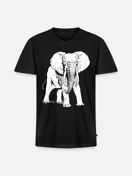 Elefanten Tiergeschenk - Männer Premium Bio T-Shirt mit V-Ausschnitt - Schwarz