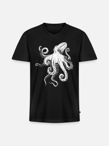 Oktopus Tiergeschenk - Männer Premium Bio T-Shirt mit V-Ausschnitt - Schwarz