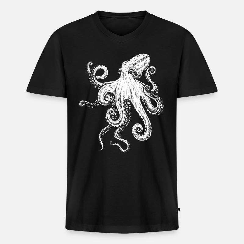 Oktopus Tiergeschenk - Männer Premium Bio T-Shirt mit V-Ausschnitt - Schwarz