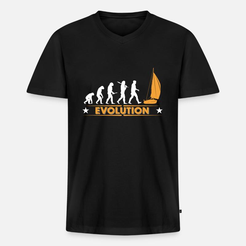 Segeln Evolution - orange/weiss - Männer Premium Bio T-Shirt mit V-Ausschnitt - Schwarz