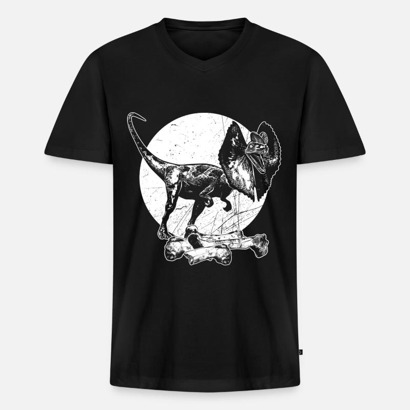 Dilophosaurus Dinosaurier Knochen Urzeit Jäger - Männer Premium Bio T-Shirt mit V-Ausschnitt - Schwarz